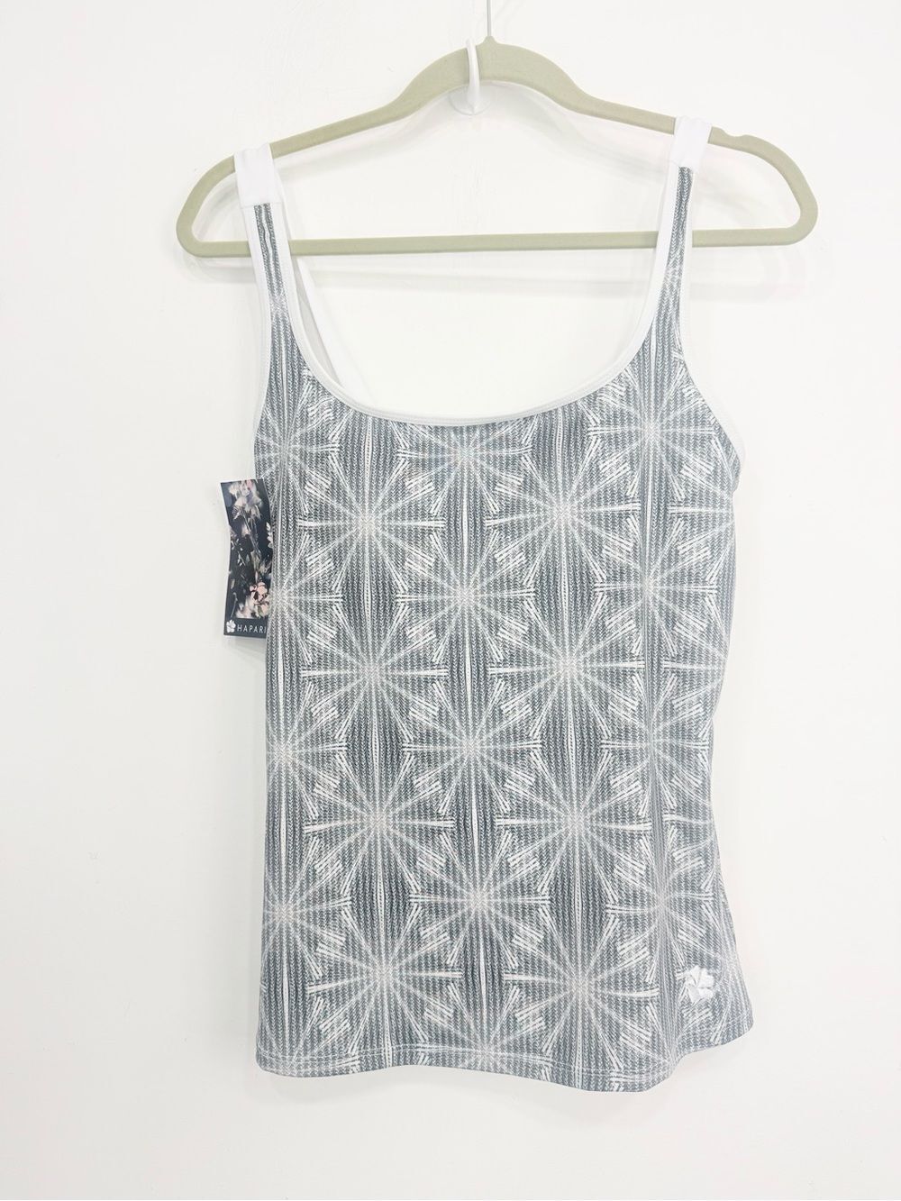 Hapari STARDUST Black White Halter Sport Swim Tankini Top NEW